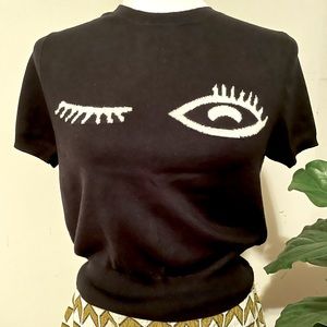 Wink Black Knit Short Sleeved Top